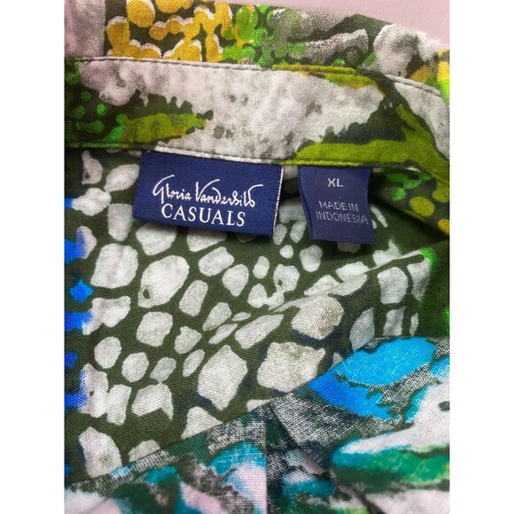 Gloria Vanderbilt Causals XL Women's Button Down Short Sleeve Collard Green Shir - Picture 4 of 7